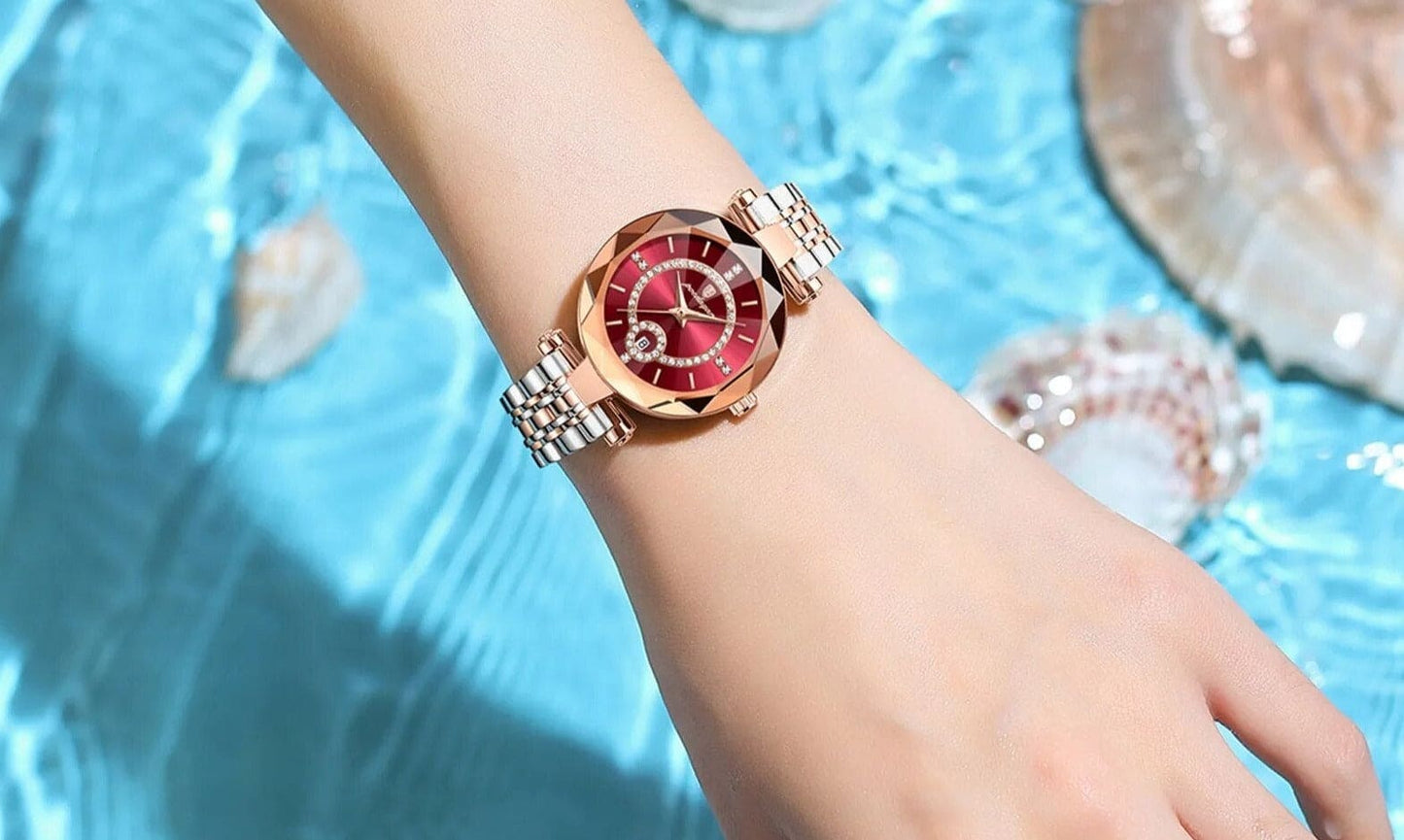 Montre de Luxe à Quartz en Diamant pour Femme, Haute Qualité, Étanche, en Acier Inoxydable